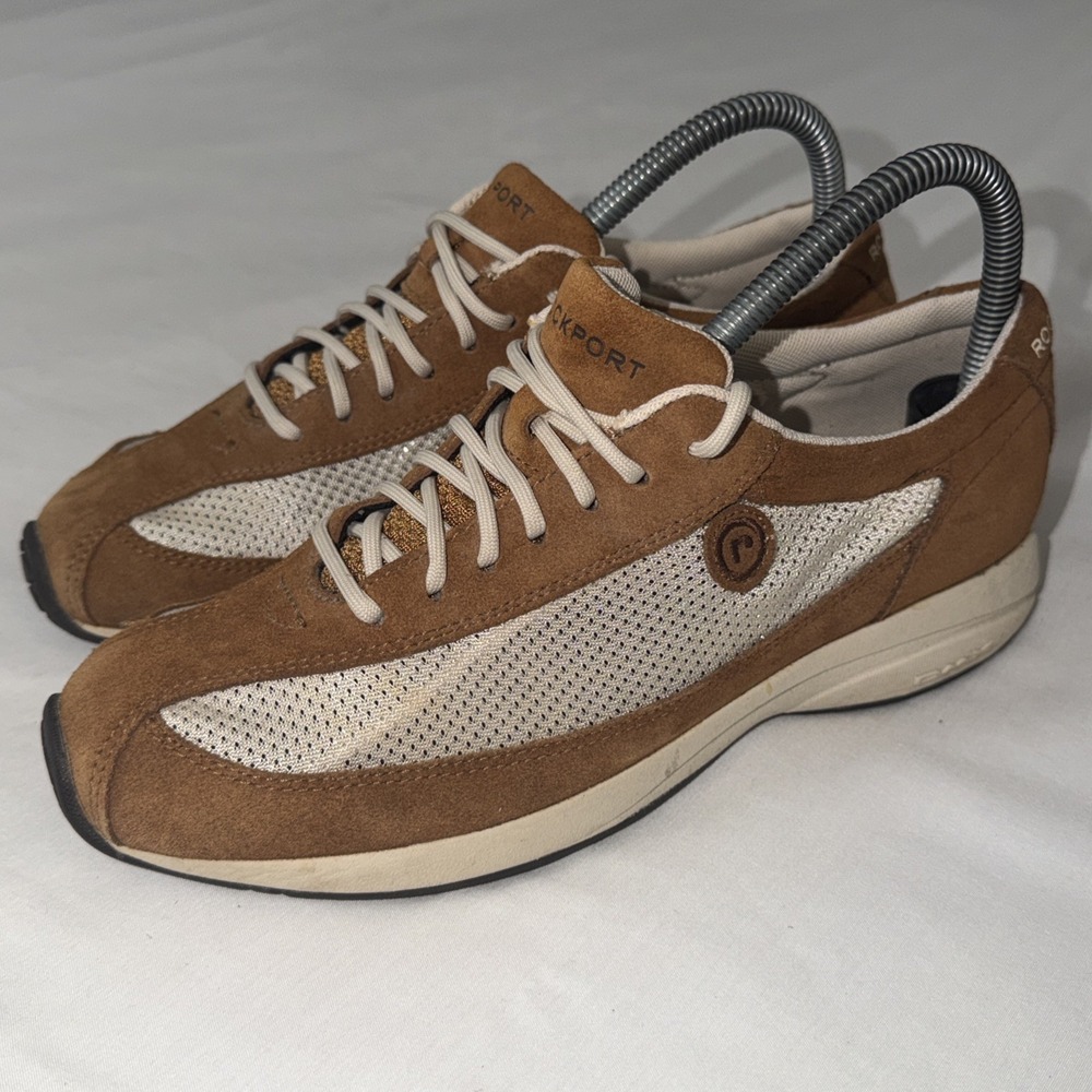 Rockport Mens Truflex Brown Shoes Size 7.5 Active Tennis Running Mesh Suede Shoe